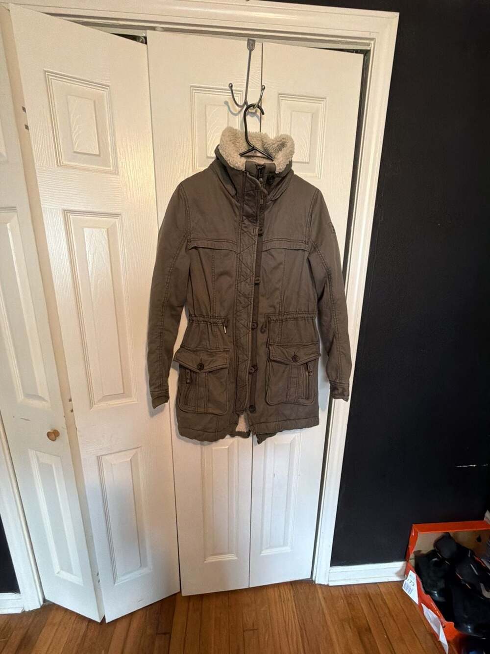 Abercrombie & Fitch Utility Jacket Size M Green Sherpa Lined Parka